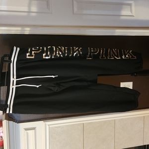 Pink brand jogger pants with gold sequins. Size L, Color: Black